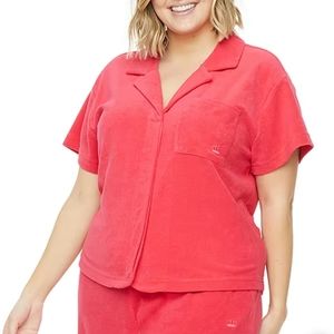 ❤️ JUICY COUTURE PLUS SIZE WOMEN'S TERRY SHORT SLEEVE BUTTON-DOWN SHIRT 2X 3X